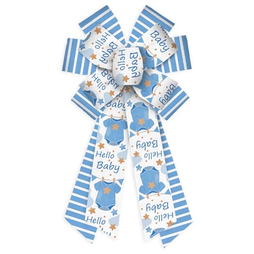 Threetols Baby Shower Wreath Bows, Blue White Stri