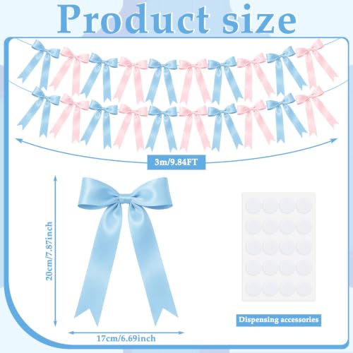2 Strings Pink and Blue Bow Garland Bann - Image 2