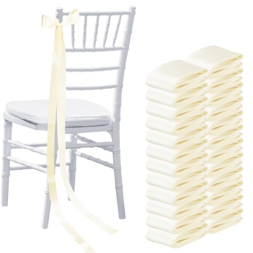 Daifunli 24 Pcs Ivory White Wedding Bows Aisle Dec