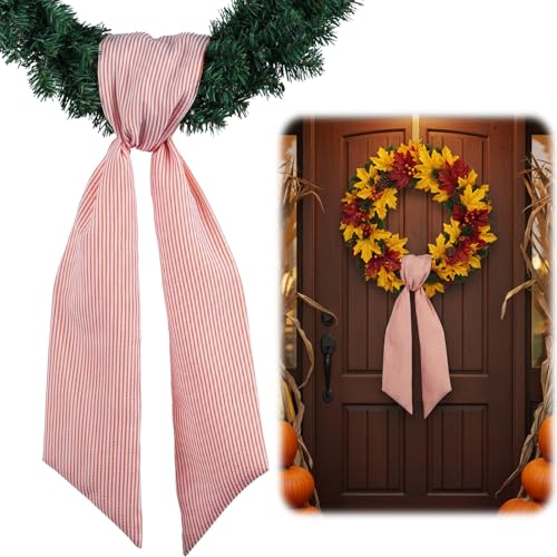 Orange Striped Wreath Sash for Door Decoration, 5.
