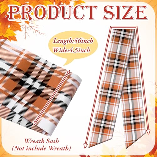 VitalCozy 2 Pcs Fall Wreath Sash, Plaid  - Image 2