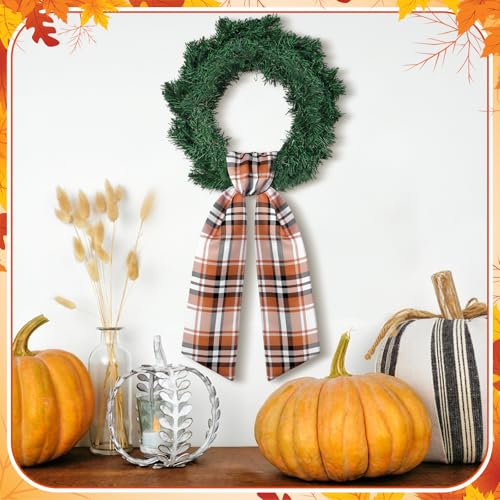 VitalCozy 2 Pcs Fall Wreath Sash, Plaid  - Image 6