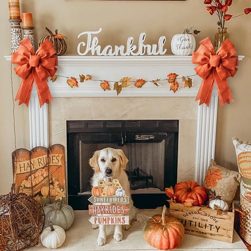 1 Pack Large Fall Bows, Thanksgiving Ora - Image 2