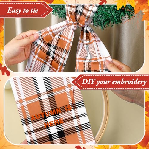 VitalCozy 2 Pcs Fall Wreath Sash, Plaid  - Image 4