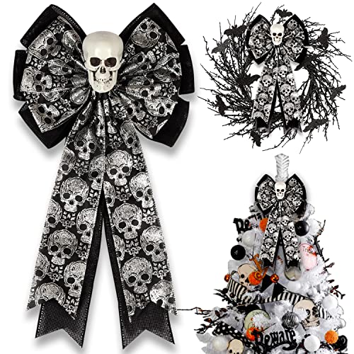 Skull Gothic Decor,Halloween Bows for Wreaths Deco