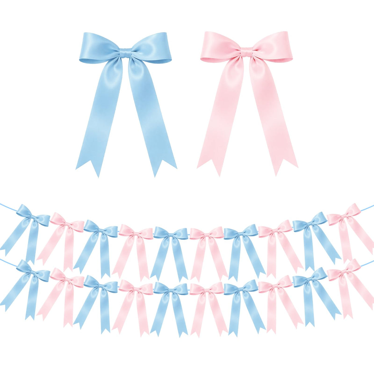 2 Strings Pink and Blue Bow Garland Bann - Image 8