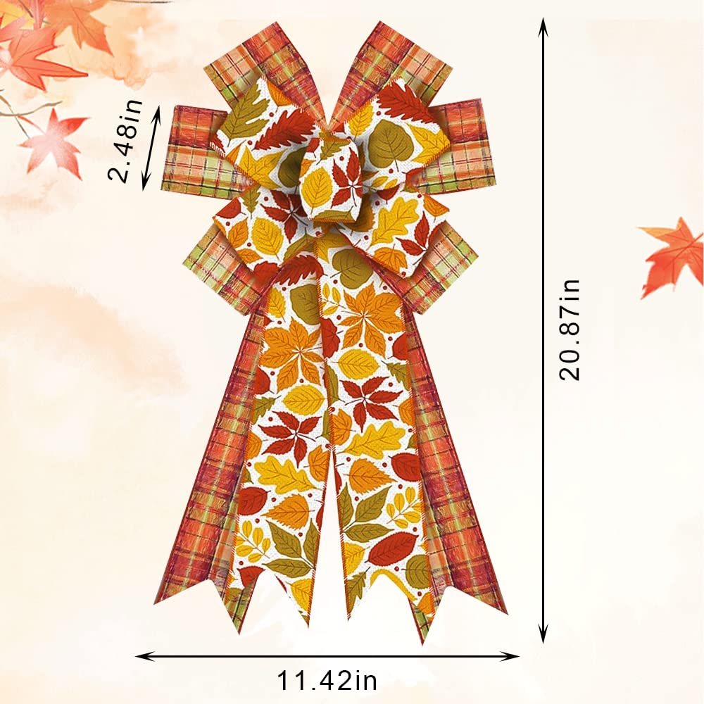 Large Fall Bow for Wreath, Burlap Orange - Image 7