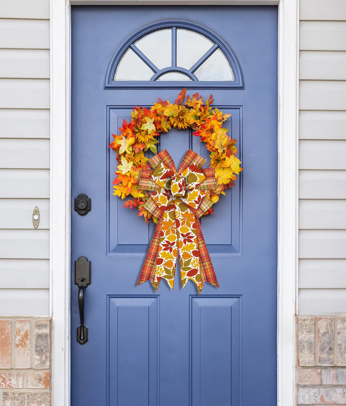 Large Fall Bow for Wreath, Burlap Orange - Image 9